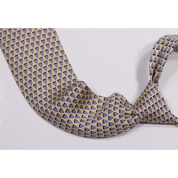 Hermes Paris Yellow Blue Sailboats Silk Necktie Tie 7841 UA